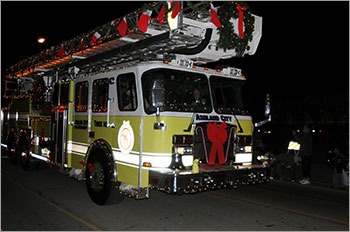 Fire Truck Decorated in Christmas Parade